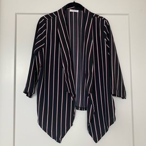 Black, White and Red Striped Blazer - M